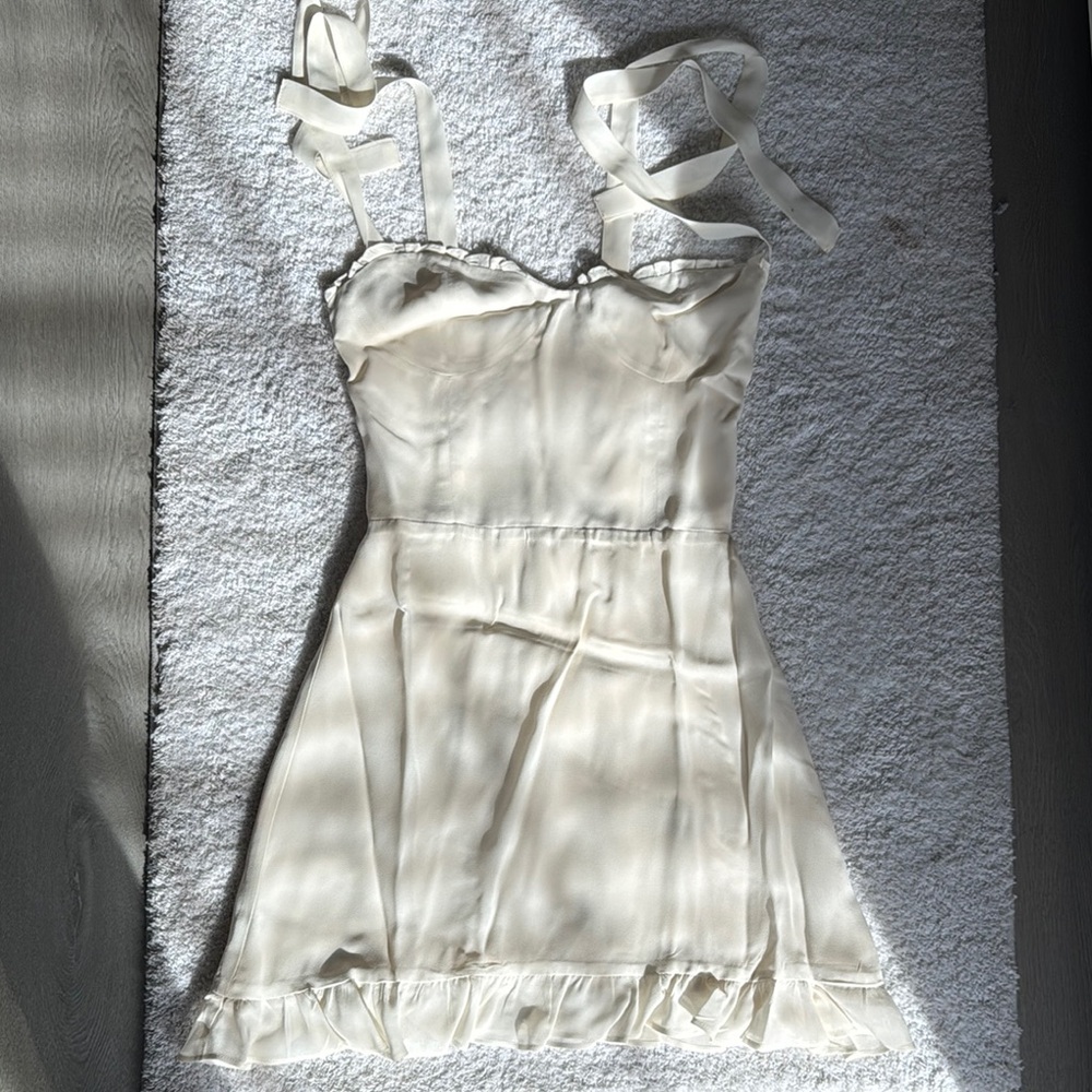 Reformation White Spaghetti Strap Slip Dress